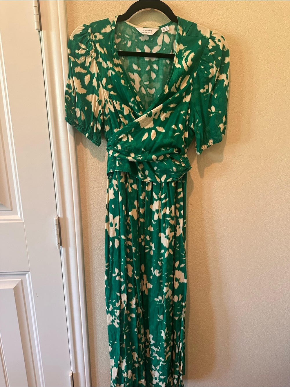 Seraphine Maternity and Nursing Green Floral Wrap Midi Dress